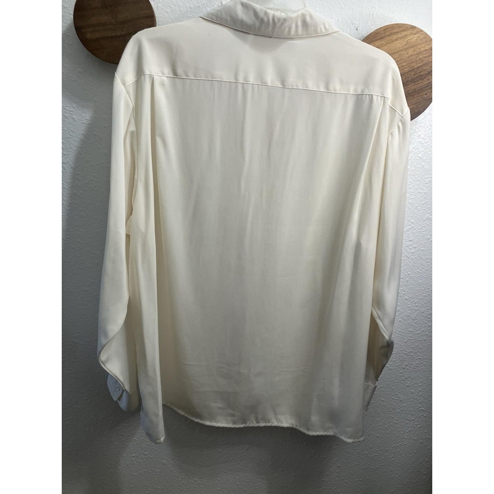 Vintage 80s Evan-Picone Ivory Silky Red Tie Neck Secretary Blouse Size 16 - Picture 7 of 10